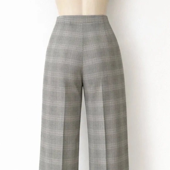 89th & Madison Womens Plaid Wide Leg Pants Size Medium High Rise Sailor Button - Picture 5 of 10